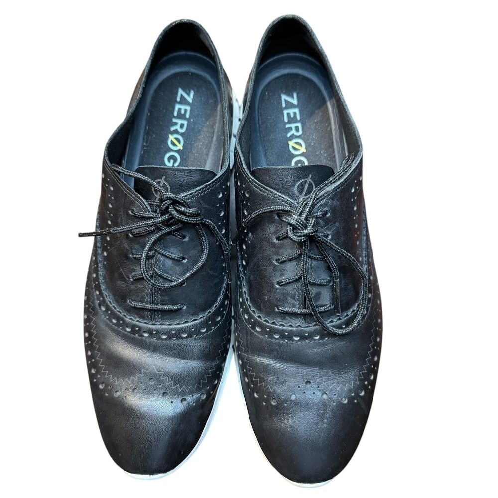 Cole Haan Zerogrand Shoes Womens Size 8.5 Black Leather Oxford‎ Flats Comfort
